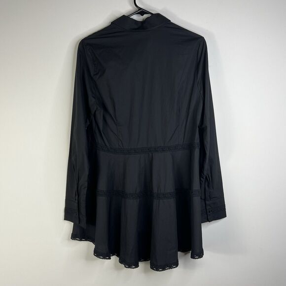 SOFT SURROUNDINGS Black Embroidered Button Up Tunic Lace Sz M Gothcore Witchy - Picture 7 of 12